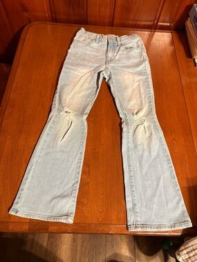Old Navy Light Blue Kids Flare Jeans with Knee Rips